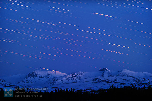 Star trails over moutains